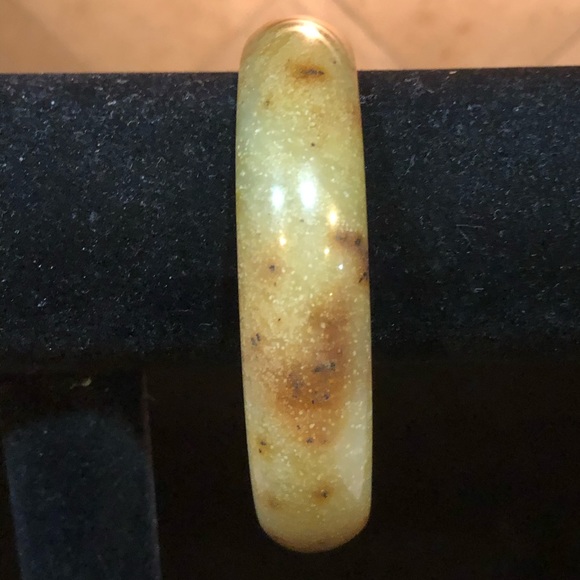 Genuine Light Moss Green & Brown Jade Bracelet - Picture 7 of 11